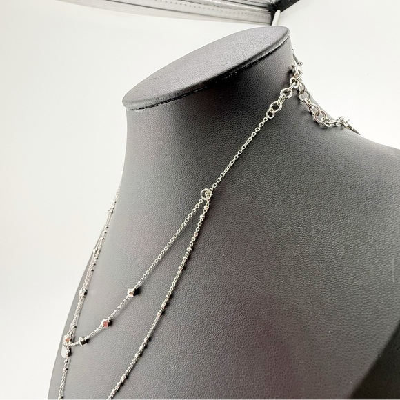 Kendra Scott Ari Heart Multi Strand Necklace Silver Layered Heart Pendant - Picture 5 of 12